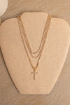 Cross Triple Rhinestone Necklace